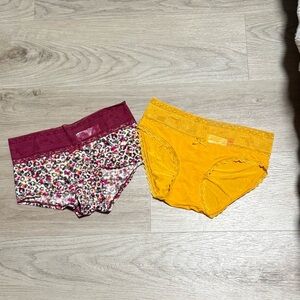 No Boundaries Bikini Briefs - Mustard Yellow & Burgundy Floral (2-Pack)